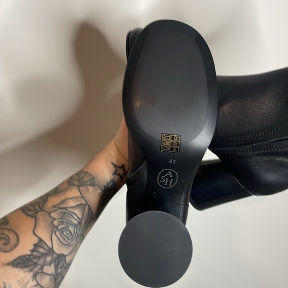 ASH | Women’s Black Calf Leather Clone Block Heel Booties Size 11 NWOB - Picture 8 of 10